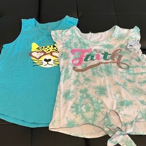 Blue Leopard sequin shirt/ Faith tie dye summer shirt